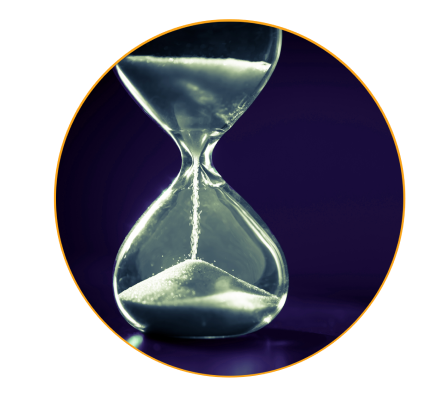 An image of an hourglass on a black background