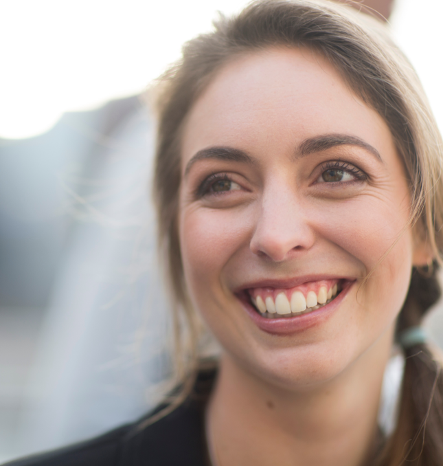 Blonde woman smiling