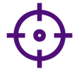 Dark purple icon of a bullseye.