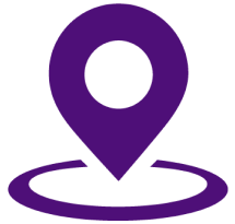 Icono morado de un marcador de mapa