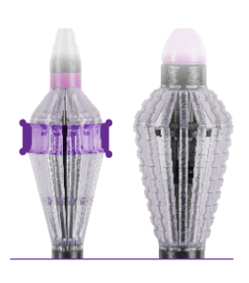 Primer plano de dos mangos FINESSE REFLEX, uno de los mangos tiene una ranura de posicionamiento.
