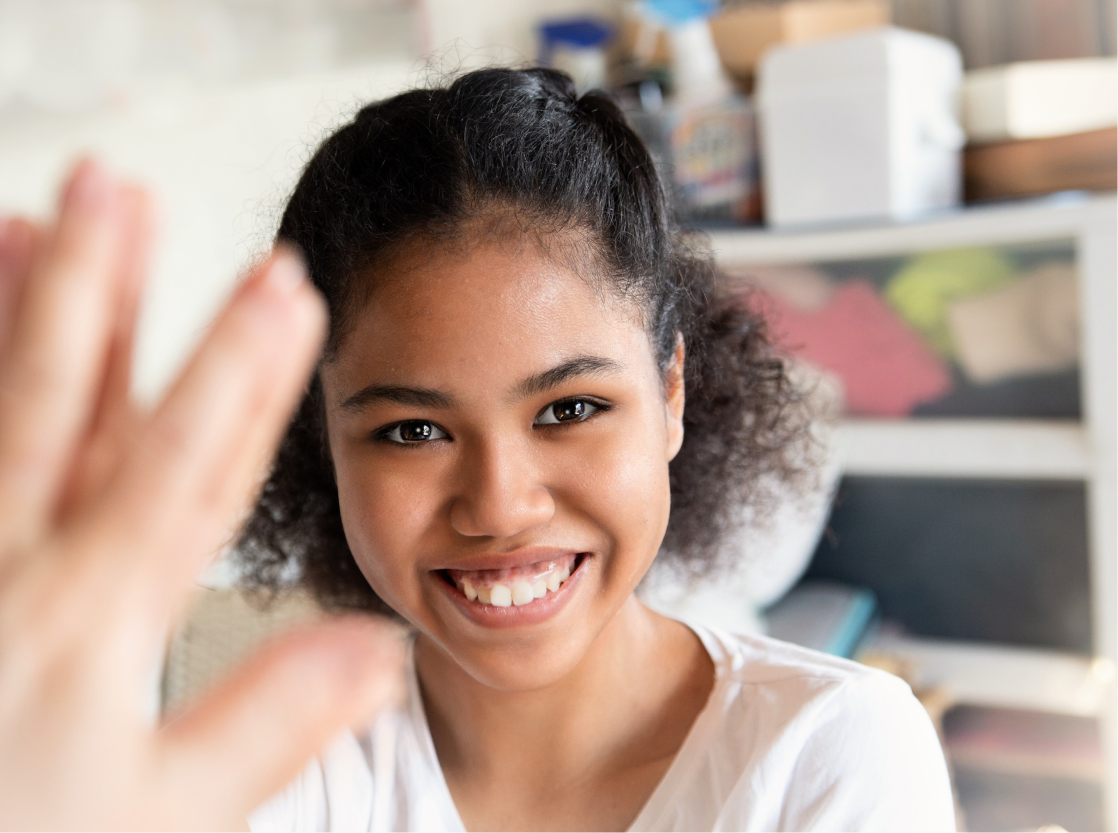 Woman smiling looking into camera