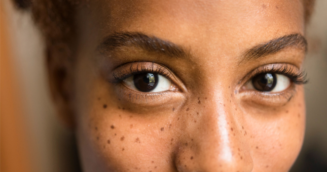 Close-up to young woman’s eyes