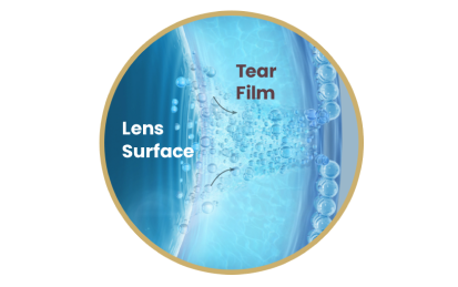 Lens surface releasing natural ingredient into lipid layer of tear film